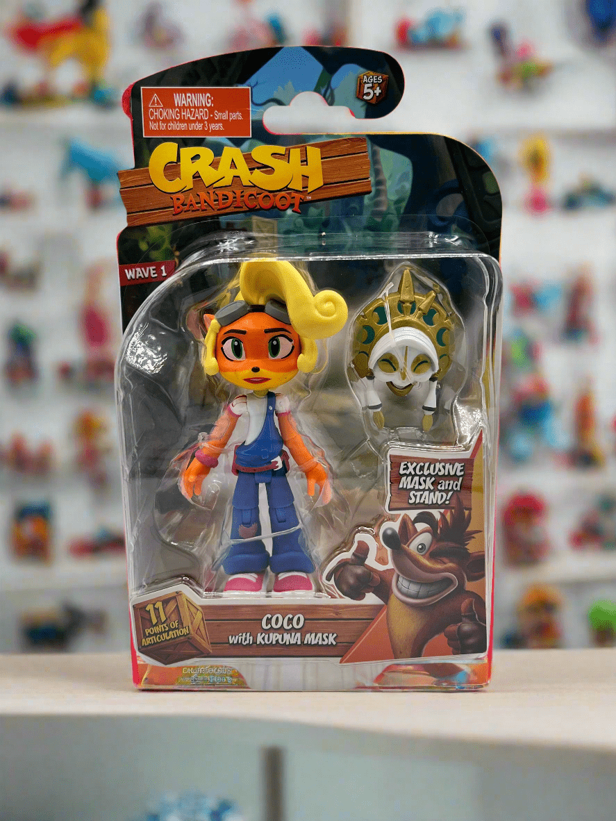 Bandai Crash Bandicoot 4.5" Action Figure - Coco With Kupuna Mask - Enchanted Anvil